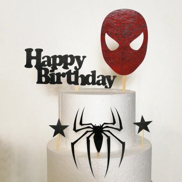 Set of 5 Happy Birthday Spiderman Inspired Topper - Picture 1 of 4
